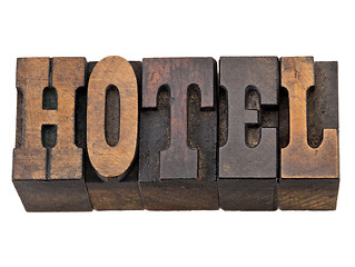 Image showing hotel word in letterpress type