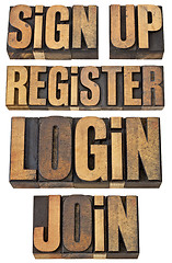 Image showing login, register, join, sign up