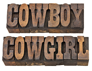 Image showing cowboy and cowgirl isolated words