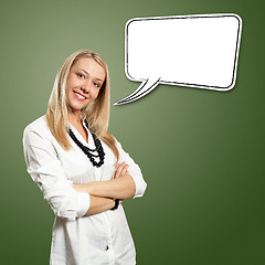 Image showing young businesswoman with crossed hands