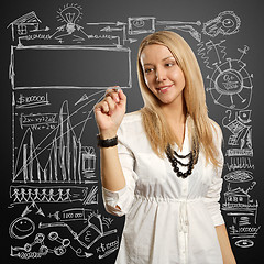 Image showing businesswoman writing something