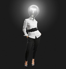 Image showing lamp head businesswoman
