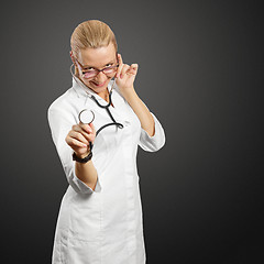 Image showing young doctor woman with stethoscope