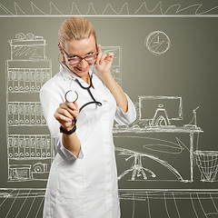 Image showing young doctor woman with stethoscope