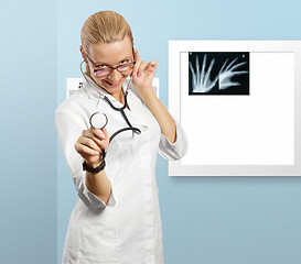 Image showing young doctor woman with stethoscope