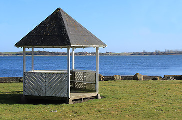 Image showing Gazebo by the coast.