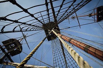Image showing Three masts on tall ship