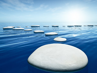 Image showing step stones in the blue sea