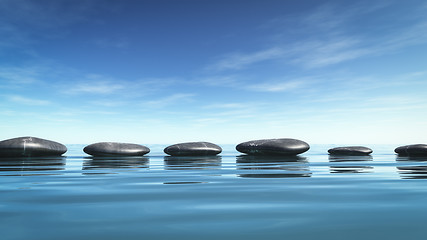 Image showing step stones in the blue sea