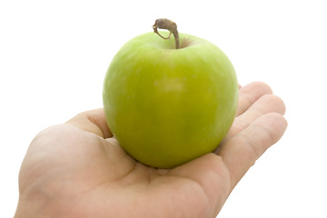 Image showing Green apple in palm