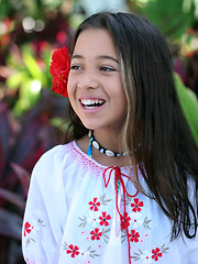 Image showing Girl in a tropical garden