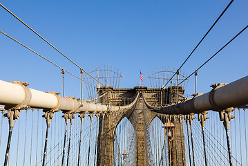 Image showing Detail of suspension on Brooklyn Bridge