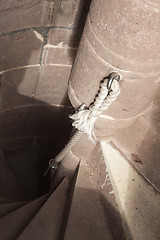 Image showing Steep circular staircase in tower of church