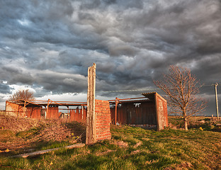 Image showing Deserted barn in storm