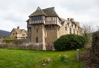 Image showing Stokesay Castle in Shropshire on cloudy day