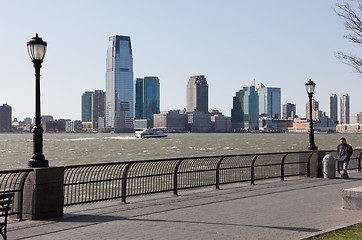 Image showing Windy day on Manhattan riverfront