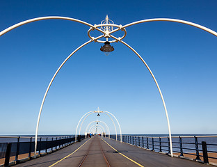 Image showing High tide at Southport pier in England