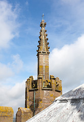 Image showing Carved spire on tower of Ludlow parish church