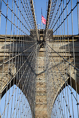 Image showing Detail of suspension on Brooklyn Bridge
