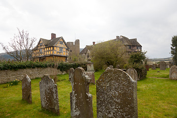 Image showing Stokesay Castle in Shropshire on cloudy day