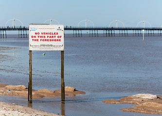 Image showing High tide at Southport pier in England