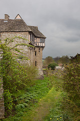 Image showing Stokesay Castle in Shropshire on cloudy day