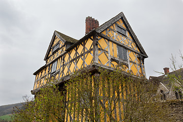 Image showing Stokesay Castle in Shropshire on cloudy day