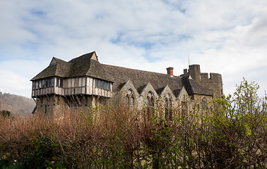 Image showing Stokesay Castle in Shropshire surrounded by hedge