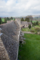 Image showing Stokesay Castle in Shropshire on cloudy day