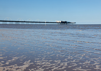 Image showing High tide at Southport pier in England