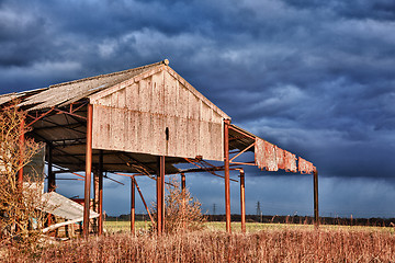 Image showing Deserted barn in storm