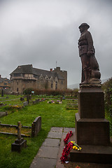 Image showing Soldier monument guards Stokesay castle