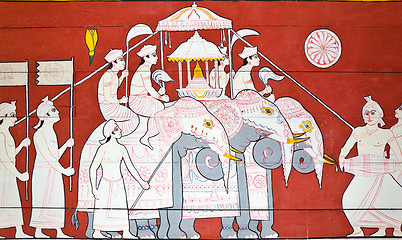 Image showing art painting at the entrance to the temple of the sacred tooth o