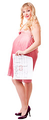 Image showing woman holds a birth calendar