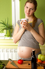 Image showing Pregnant Woman on Kitchen