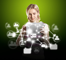 Image showing Businesswoman With Touch Pad in Social Network