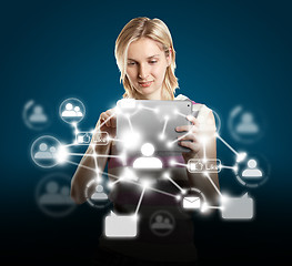 Image showing Businesswoman With Touch Pad in Social Network