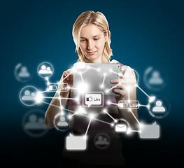 Image showing Businesswoman With Touch Pad in Social Network