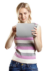 Image showing Businesswoman With Touch Pad