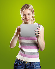 Image showing Businesswoman With Touch Pad