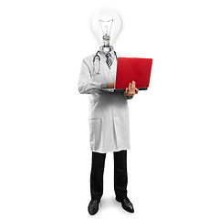 Image showing Lamp Head Doctor Man With Laptop