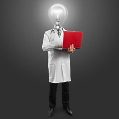 Image showing Lamp Head Doctor Man With Laptop