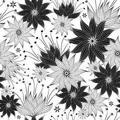 Image showing Repeating white-black floral pattern