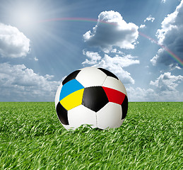 Image showing Soccer ball With Ukraine and Poland Flags 