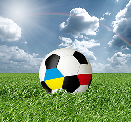 Image showing Soccer ball With Ukraine and Poland Flags 