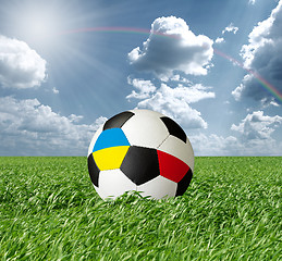 Image showing Soccer ball With Ukraine and Poland Flags 