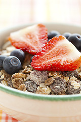 Image showing Bowl of muesli and berries