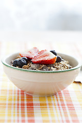 Image showing Bowl of muesli and berries