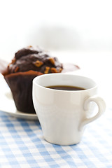 Image showing Coffee and chocolate muffin