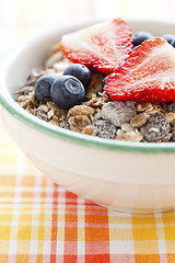 Image showing Bowl of muesli and berries